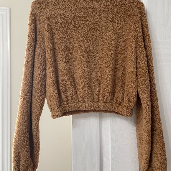 ZAFUL Women's Zip Up Faux Fluffy Cropped Teddy Sweater - Size Small - Picture 3 of 3